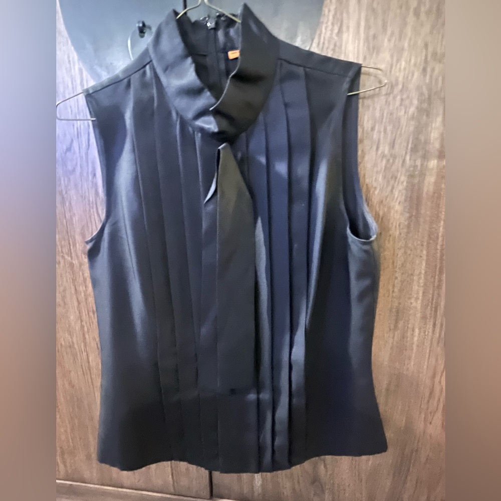 Tory Burch Black Silk Sleeveless Tie Top size 6 small